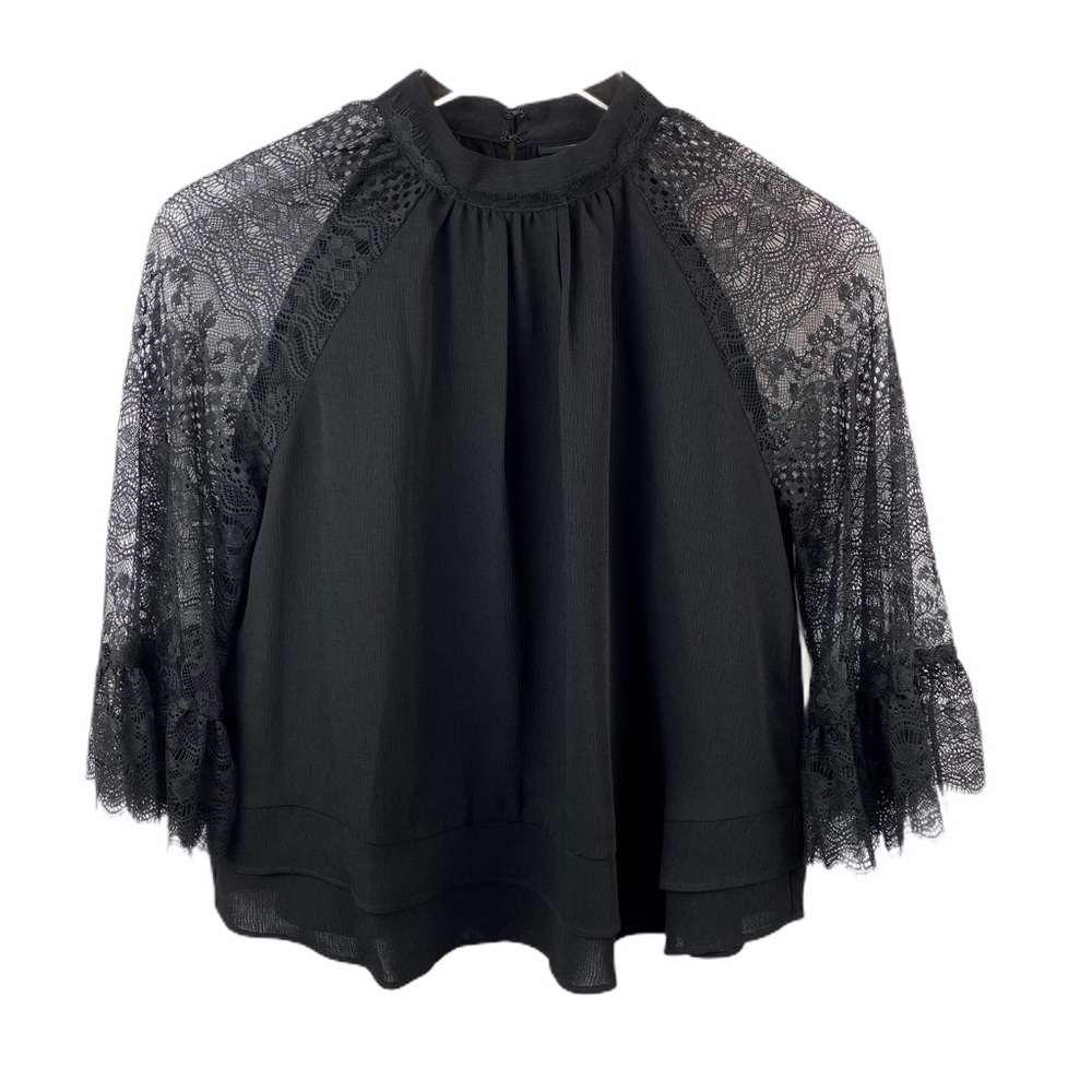 NWT Who What Wear Black Lace Blouse XS